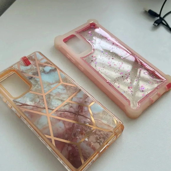 2-Pack Samsung Galxy Note 20  Glitter & Marble Protective Phone Cases - Picture 2 of 7